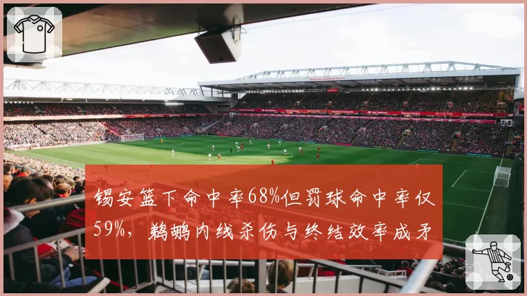 锡安篮下命中率68%但罚球命中率仅59%，鹈鹕内线杀伤与终结效率成矛盾体